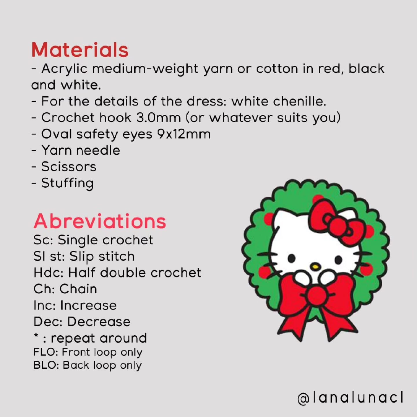 Crochet Christmas Kitty Amigurumi Free Pattern