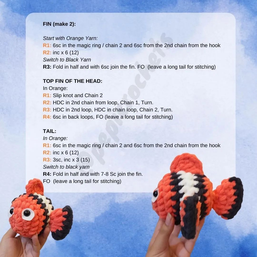 Crochet Clownfish Amigurumi Pattern