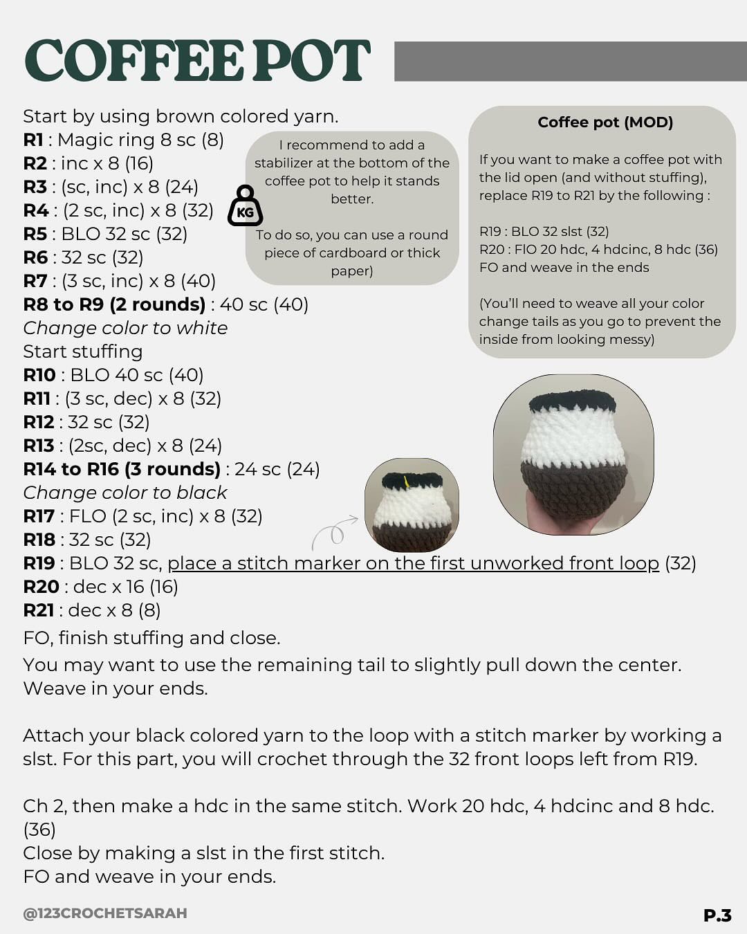 Crochet Coffee Set Pattern: Mug, Pot & Mascot!