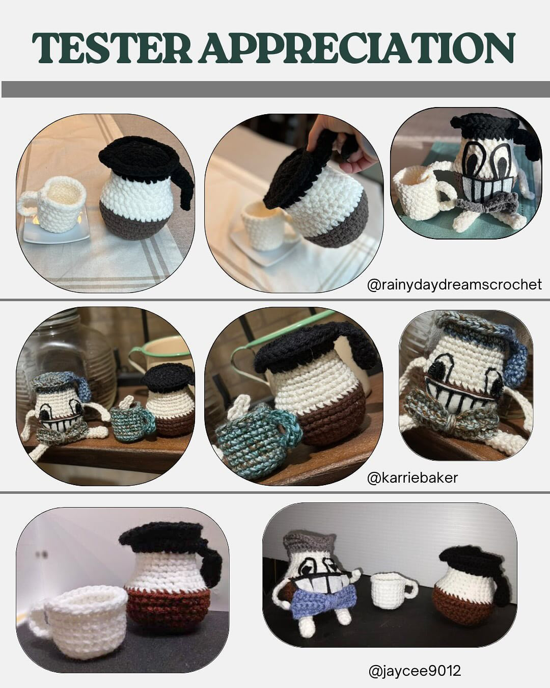 Crochet Coffee Set Pattern: Mug, Pot & Mascot!