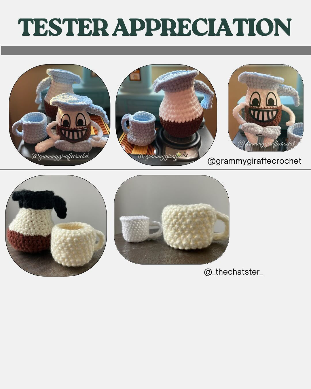 Crochet Coffee Set Pattern: Mug, Pot & Mascot!