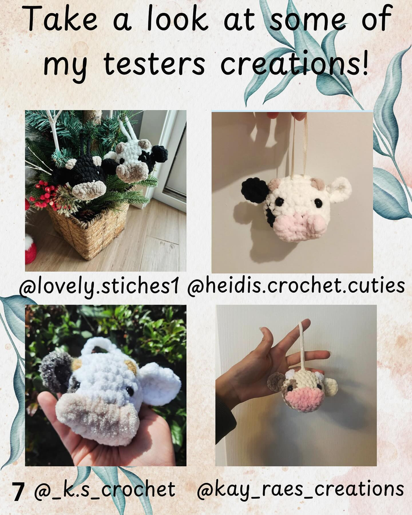 Crochet Cow Ornament Pattern Chart
