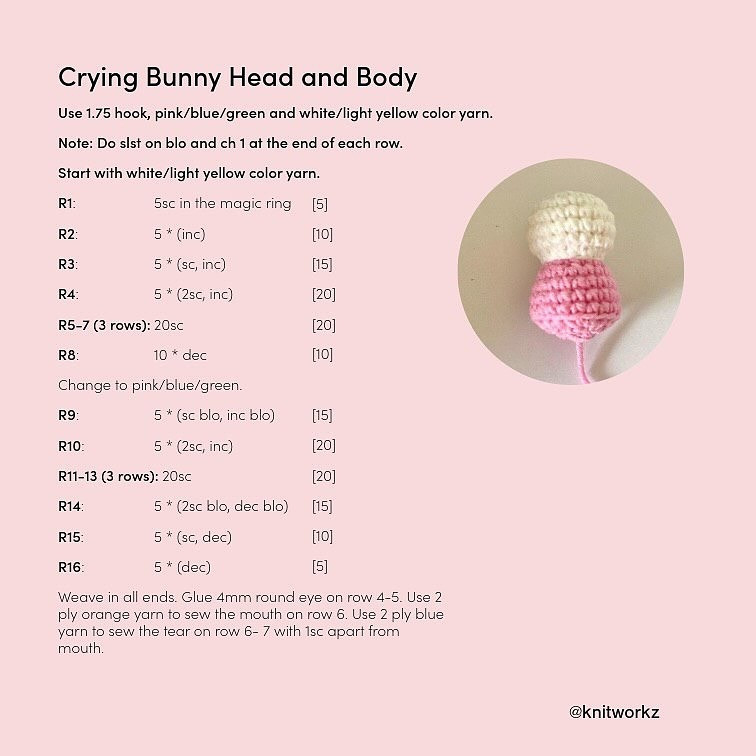 Crochet Cry Bunny Pattern & Tutorial