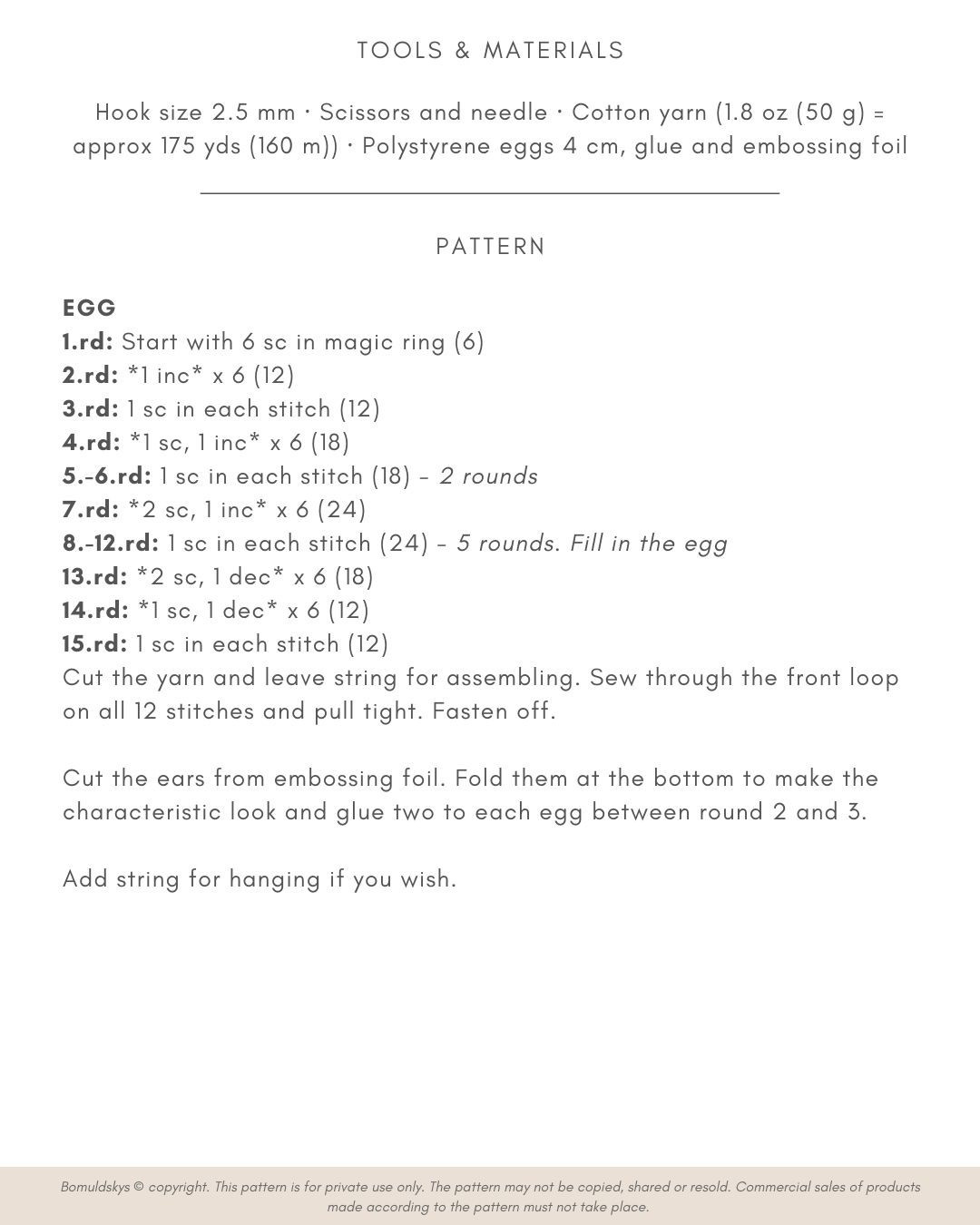 Crochet Easter Egg Pattern Chart
