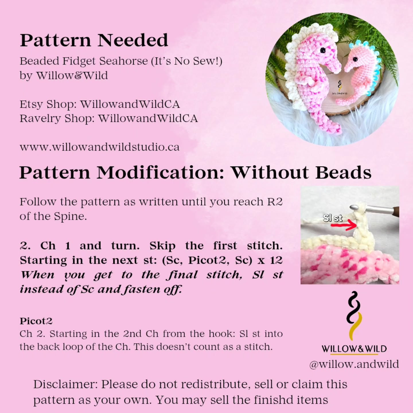 Crochet Fidget Seahorse Pattern (No Beads)