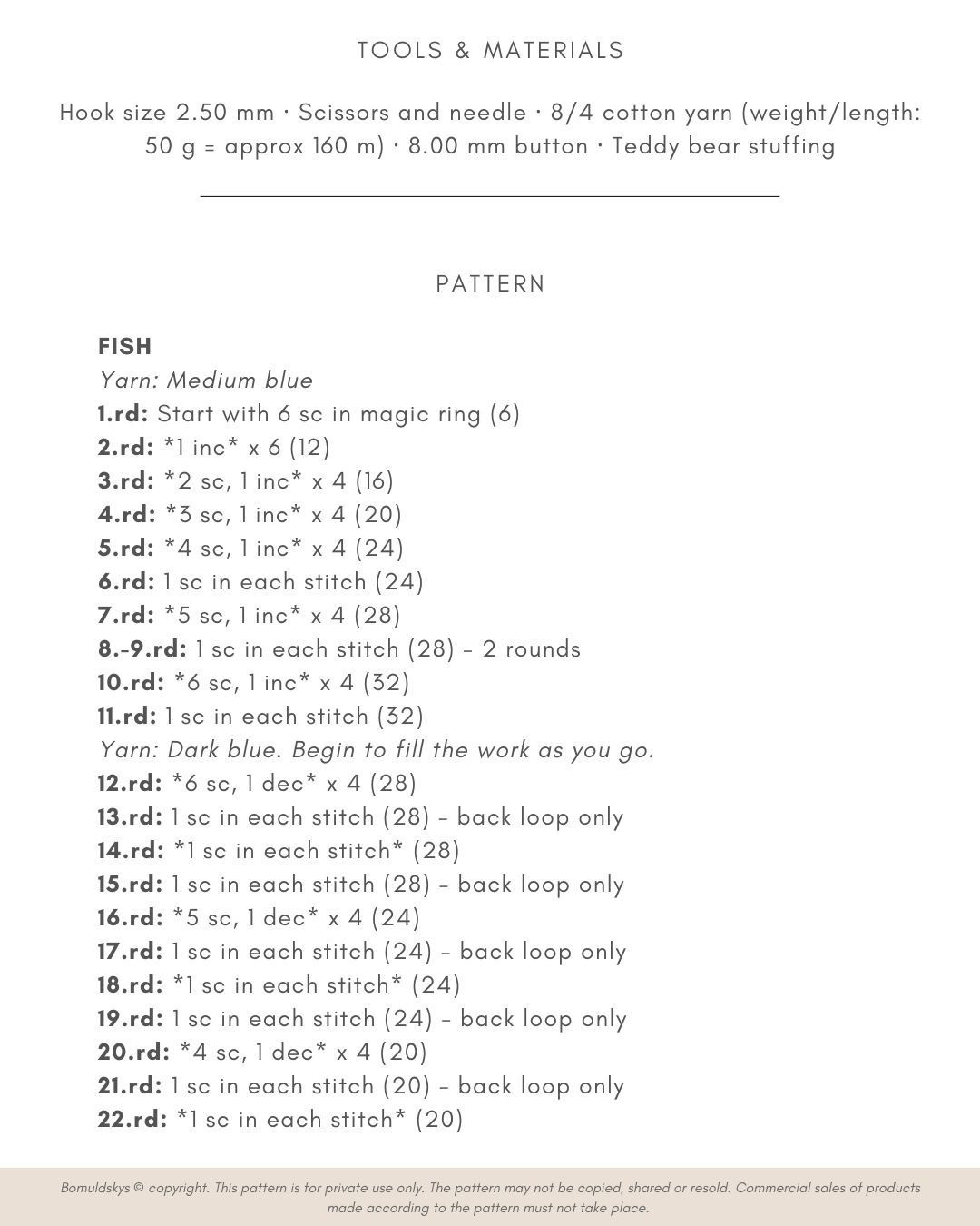 Crochet Fish Pattern Chart: Two Adorable Colors