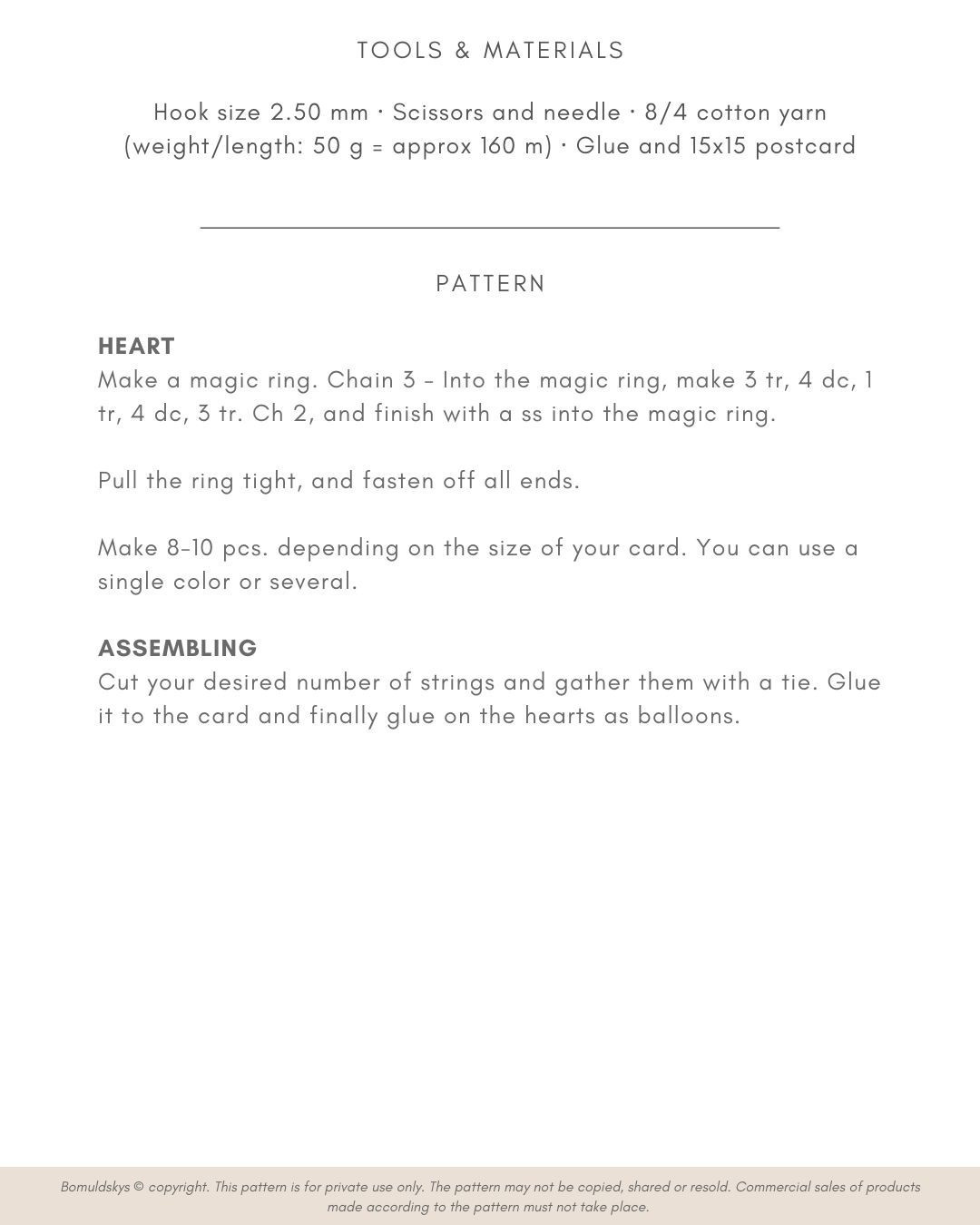 Crochet Heart Balloon Card Pattern