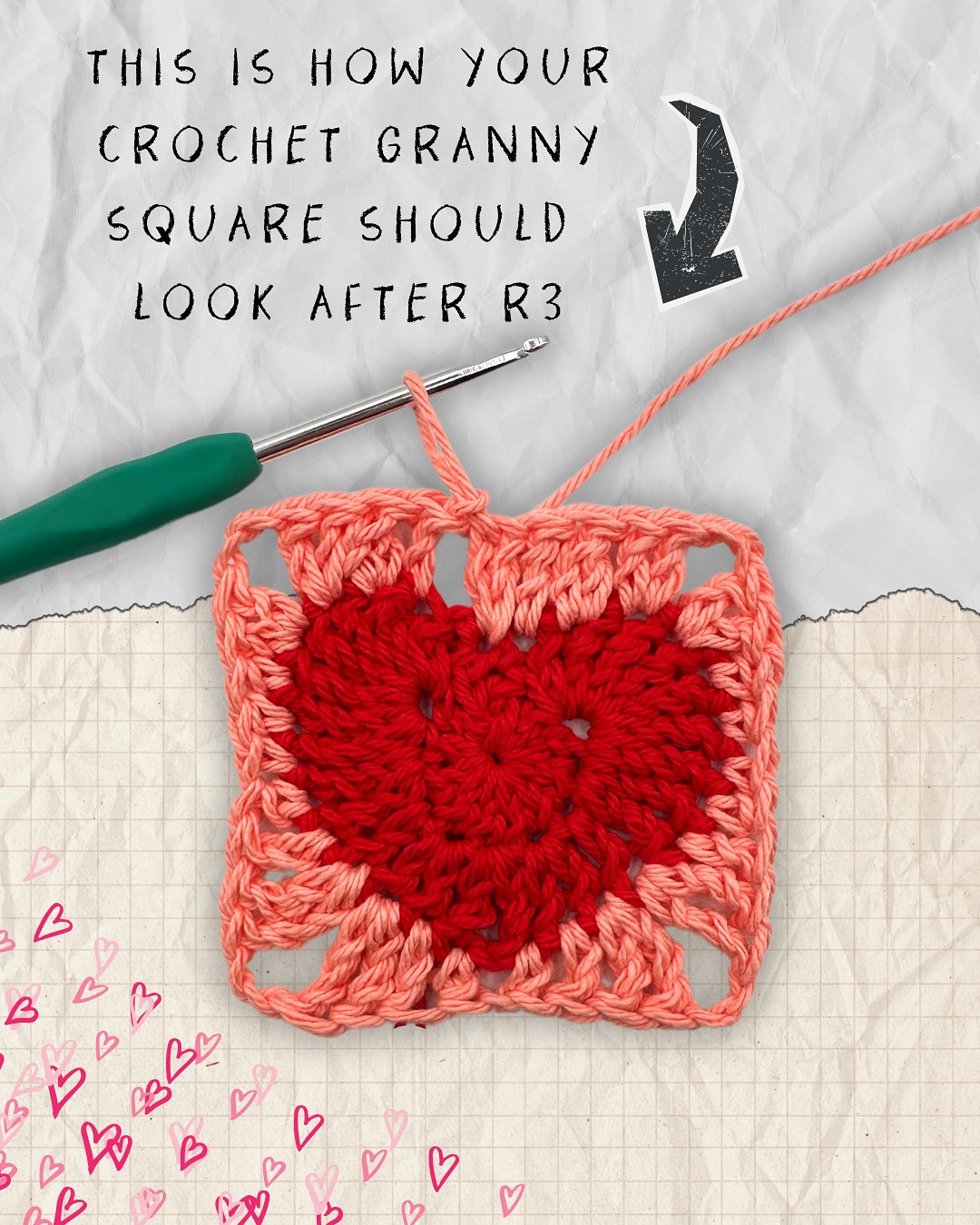 Crochet Heart Granny Square Pattern