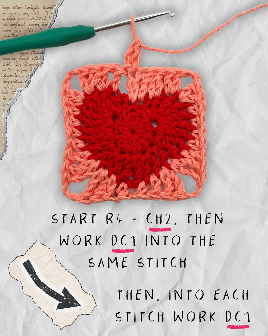 Crochet Heart Granny Square Pattern