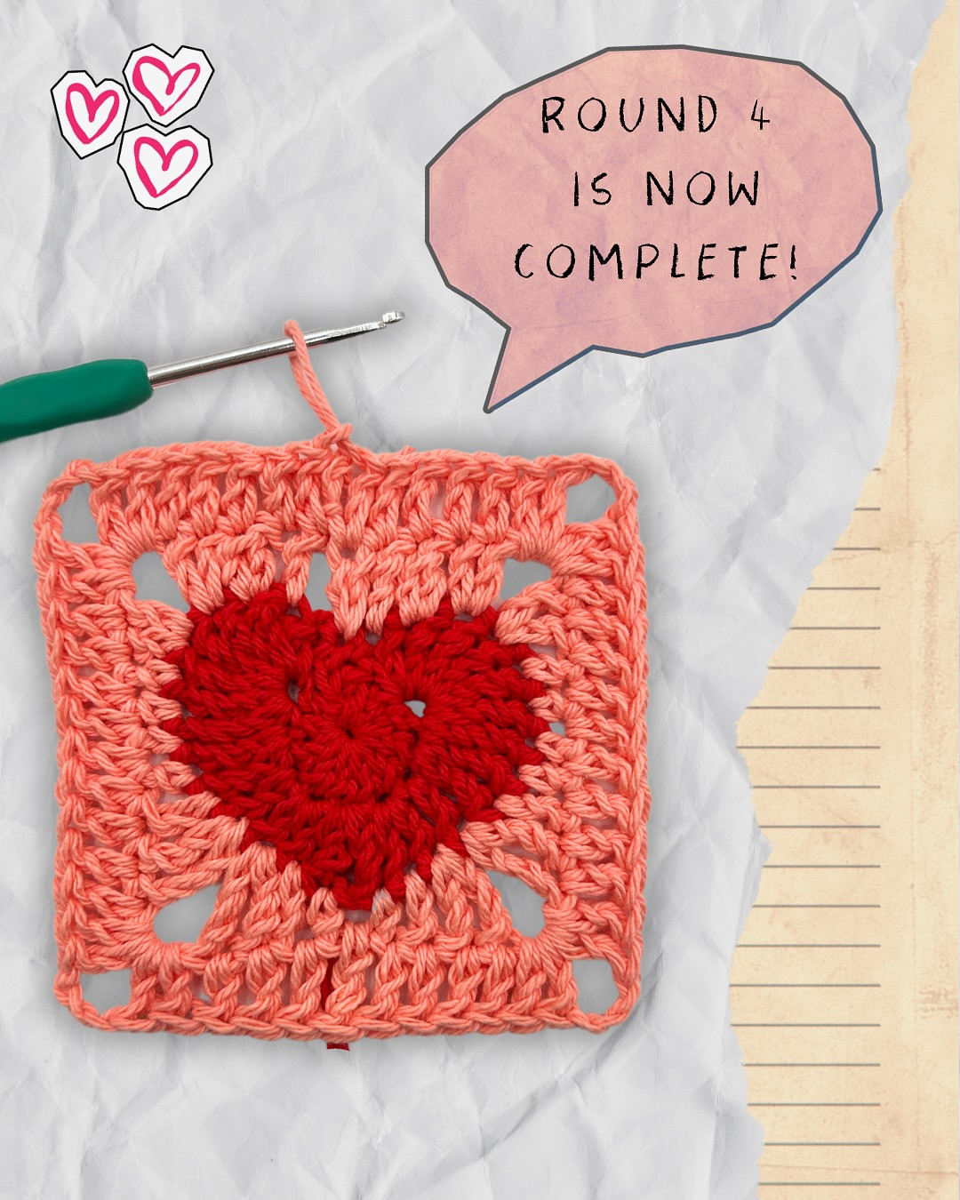 Crochet Heart Granny Square Pattern