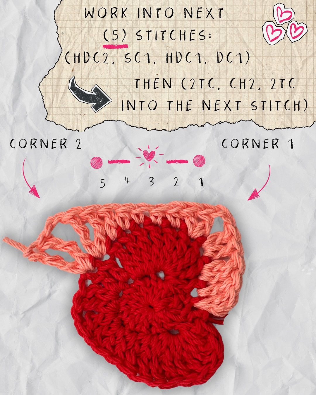 Crochet Heart Granny Square Pattern