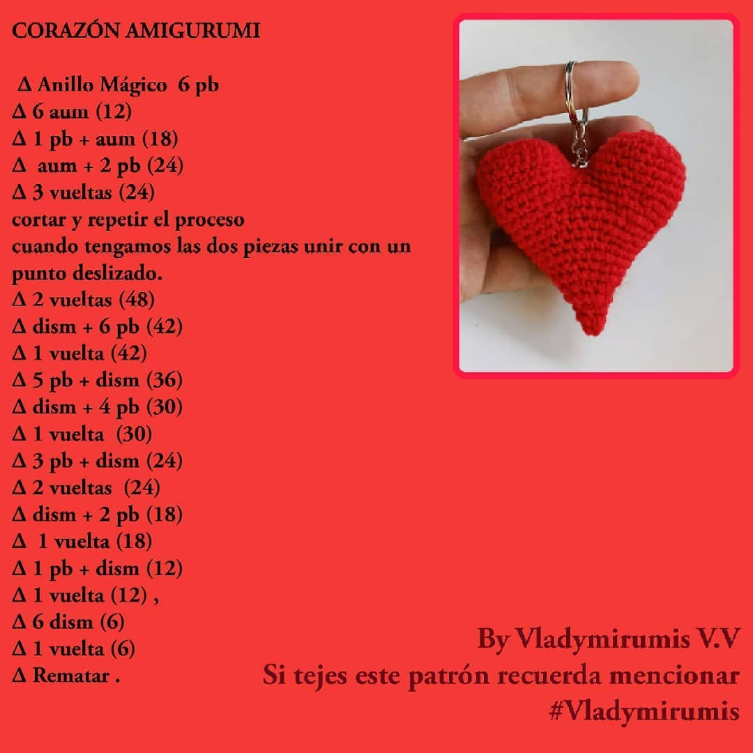 Crochet Heart Keychain Pattern