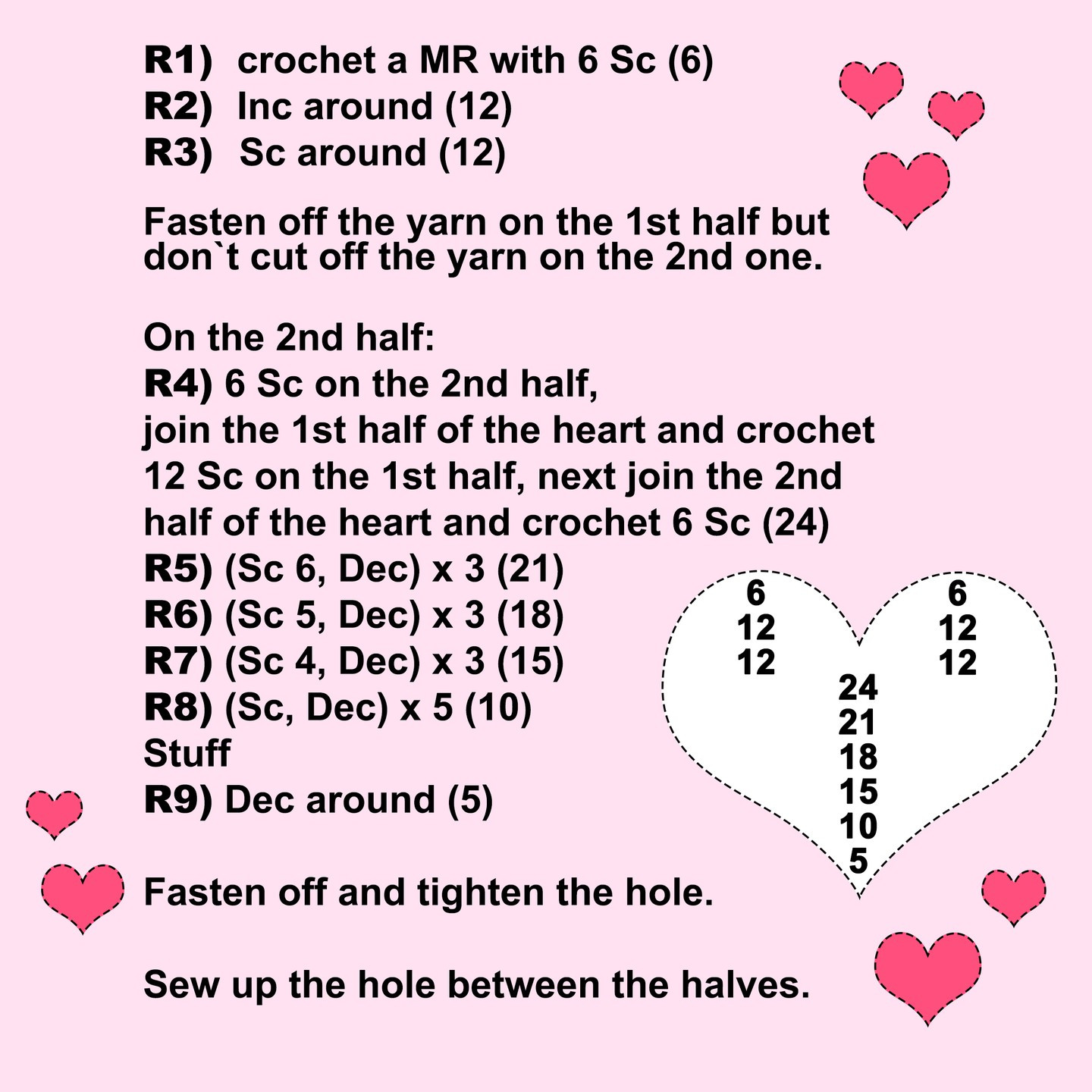 Crochet Heart Keychain Pattern: Fruity Designs