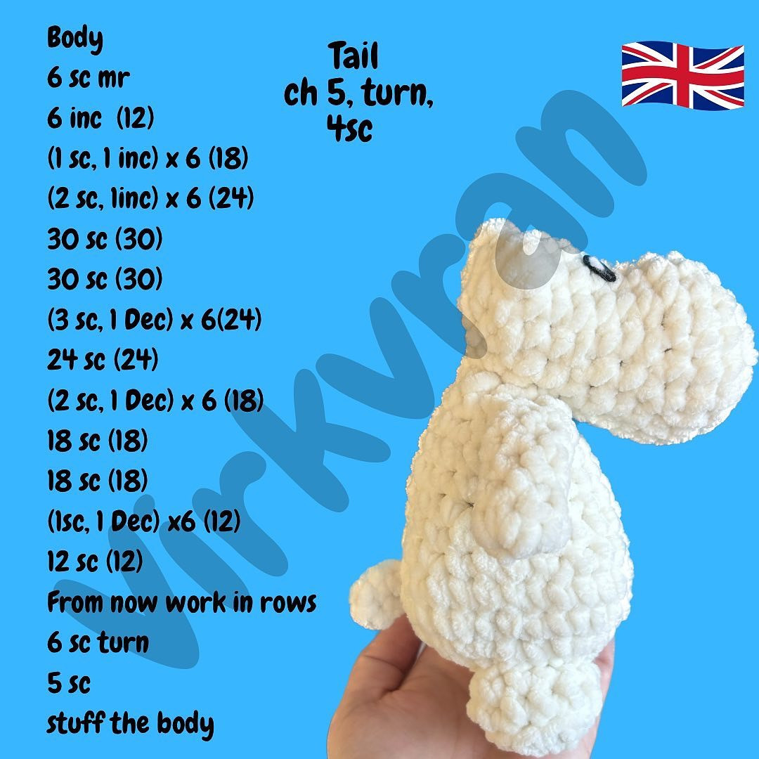 Crochet Mumin/Hippopotamus Amigurumi Pattern
