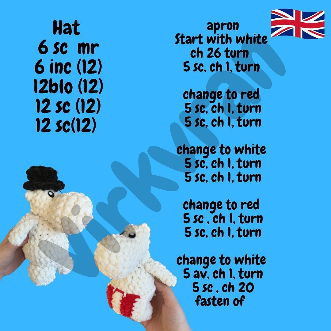 Crochet Mumin/Hippopotamus Amigurumi Pattern