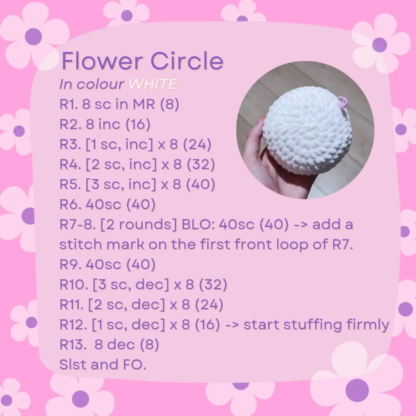 Crochet No-Sew Flower Pattern