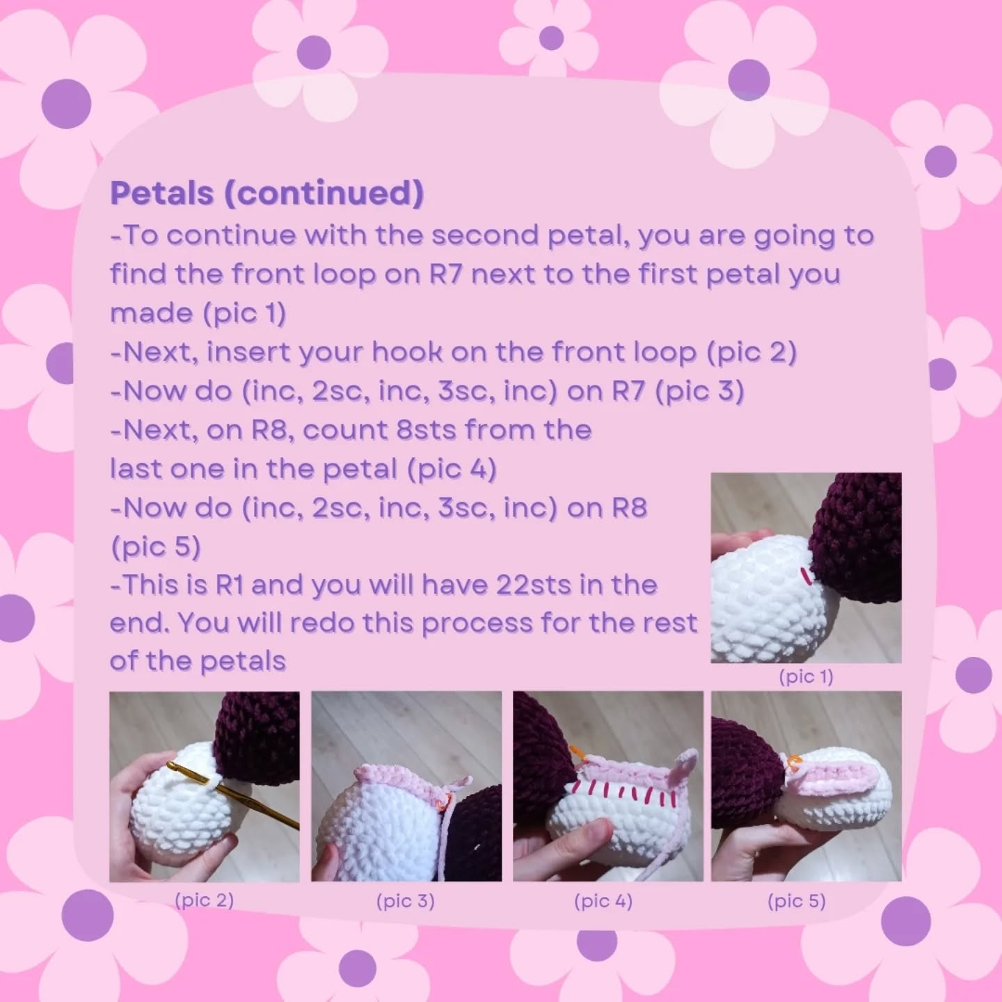 Crochet No-Sew Flower Pattern