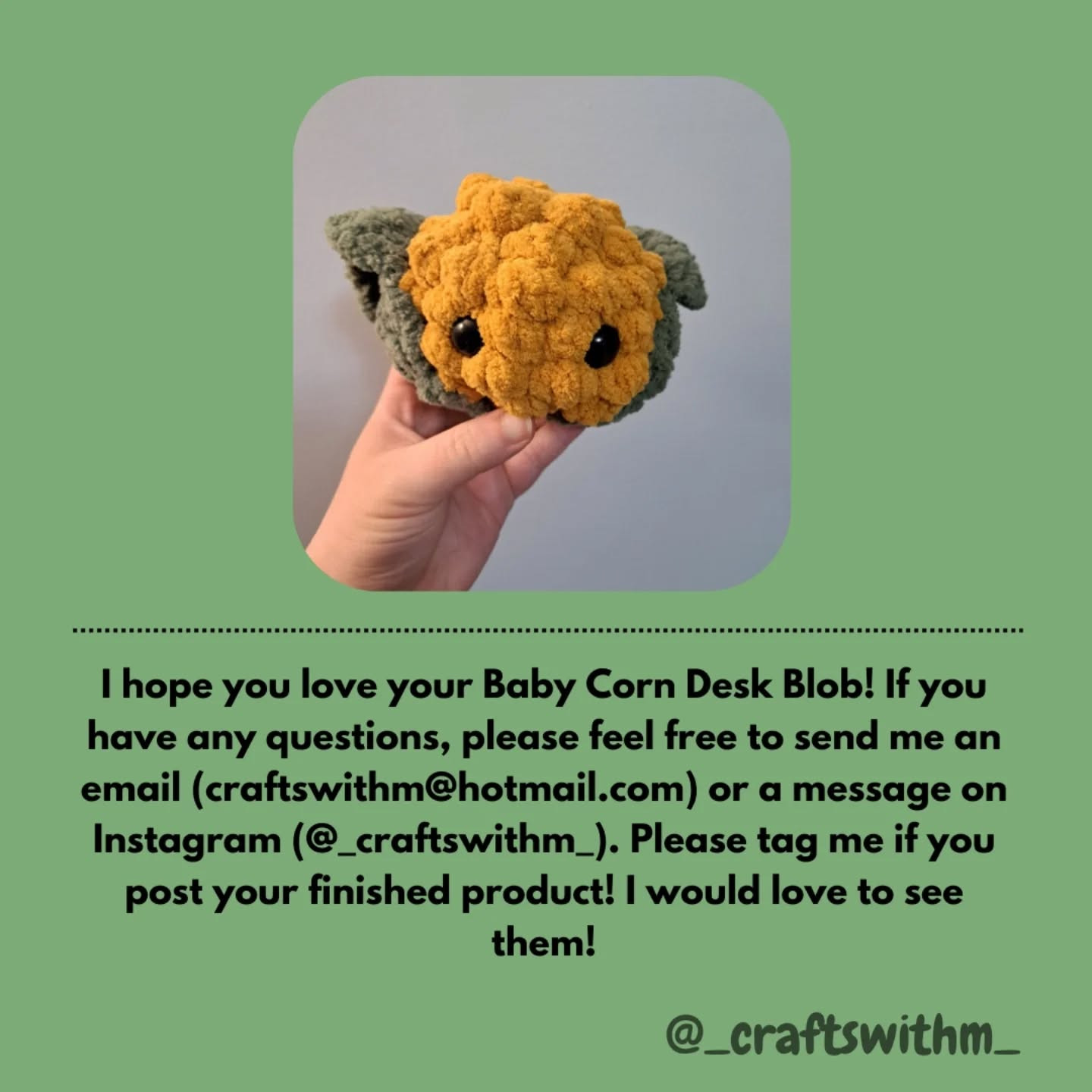 Crochet Pattern: Adorable Baby Corn Desk Blob