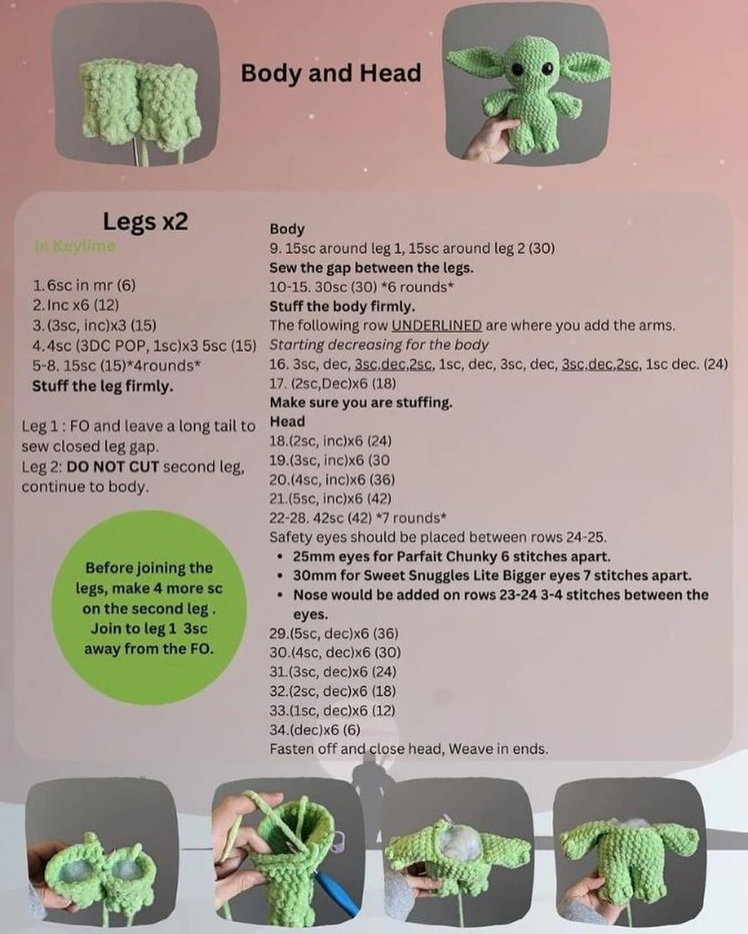 Crochet Pattern: Adorable Baby Yoda