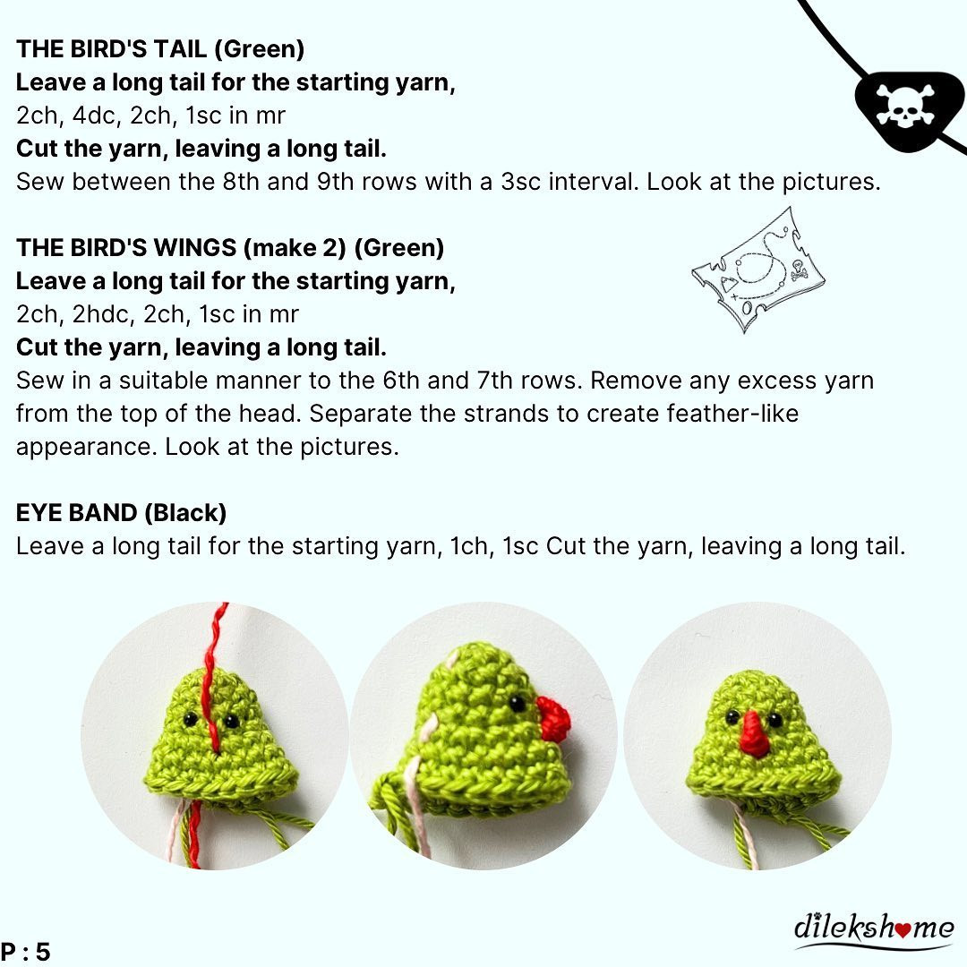 Crochet Pattern: Adorable Pirate Kiwi Bird