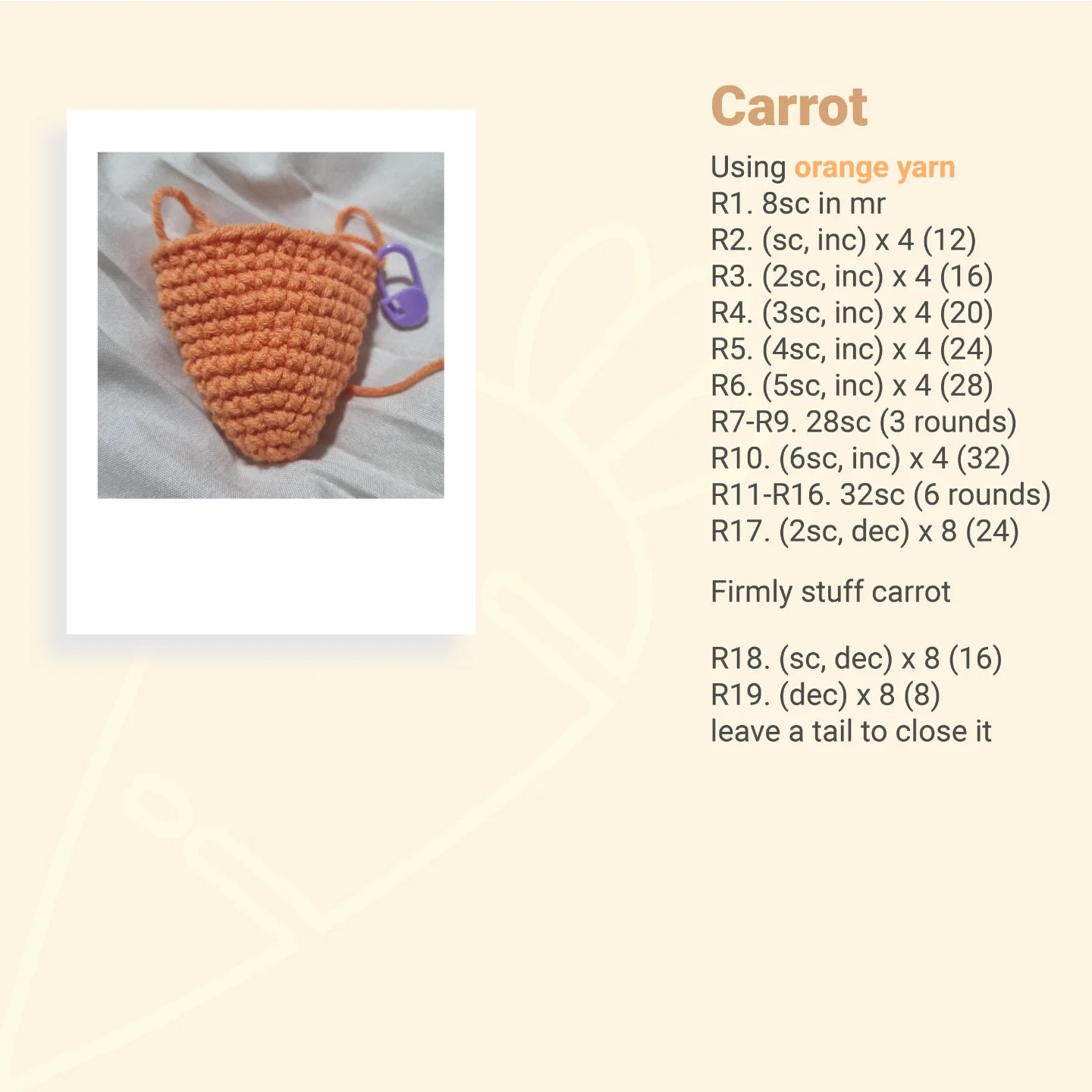 Crochet Pattern: Adorable Tiny Bunny with Carrot