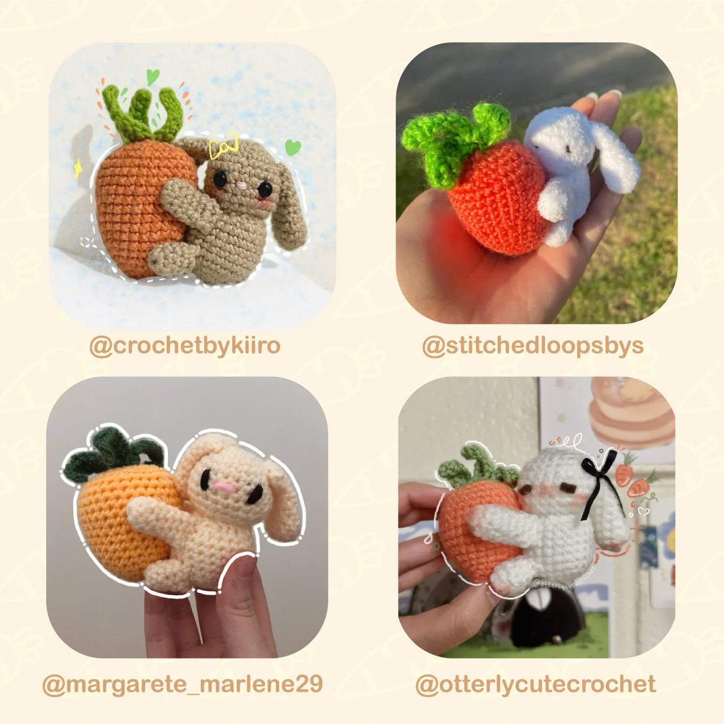 Crochet Pattern: Adorable Tiny Bunny with Carrot