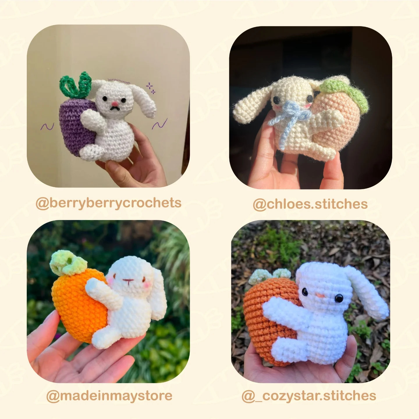 Crochet Pattern: Adorable Tiny Bunny with Carrot