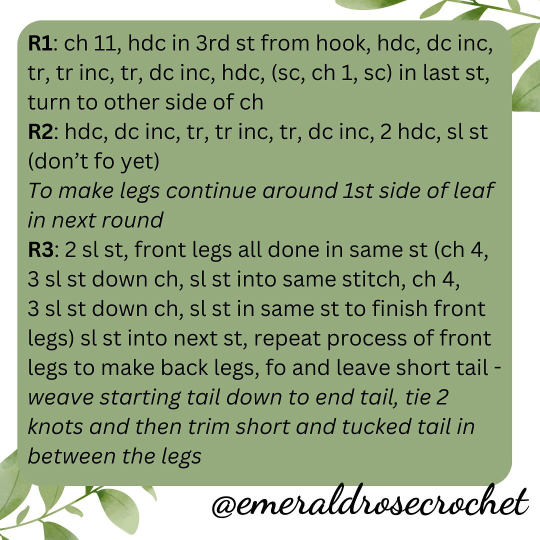 Crochet Pattern: Adorable Walking Leaf Bugs