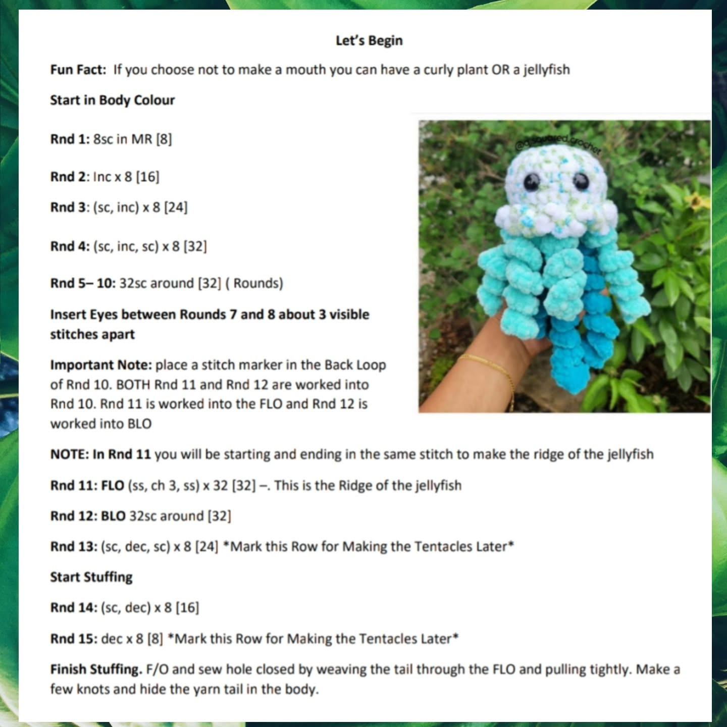 Crochet Pattern: No-Sew Josie the Jellyfish