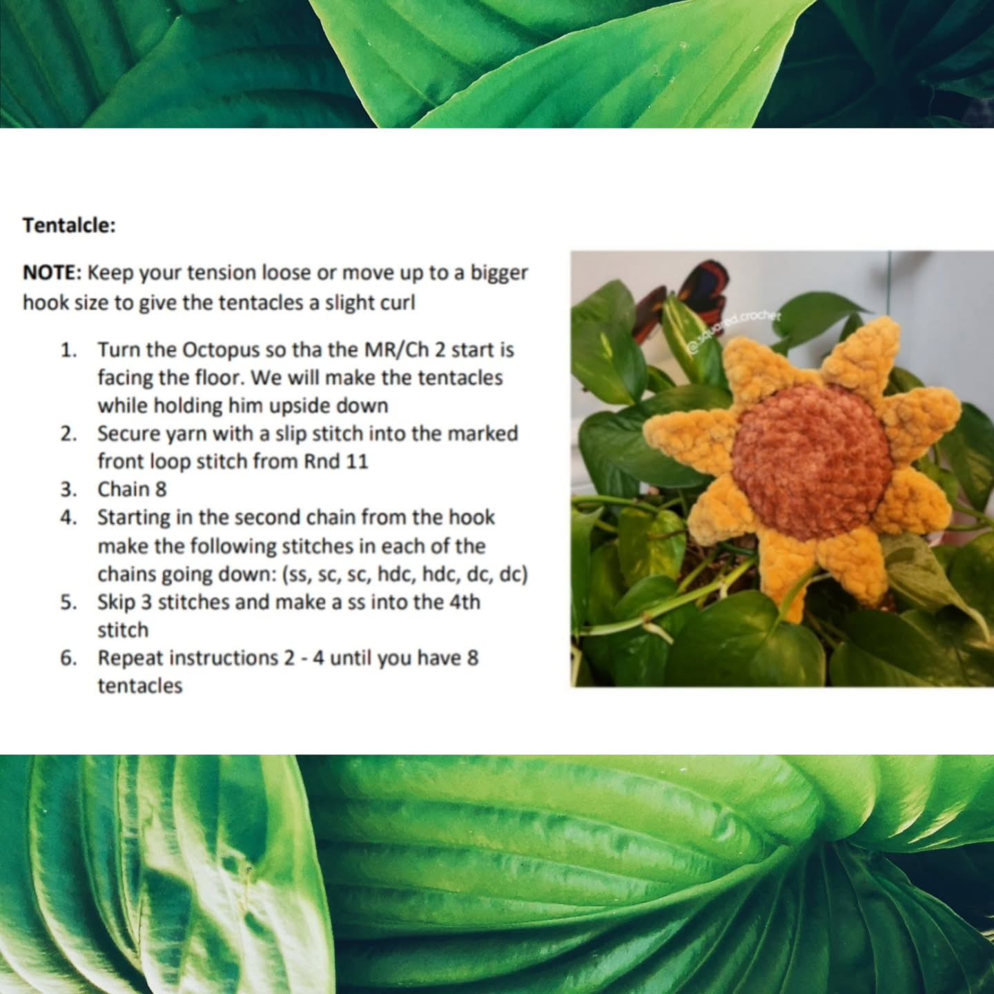 Crochet Pattern: No-Sew Ollie the Sunflower Octopus