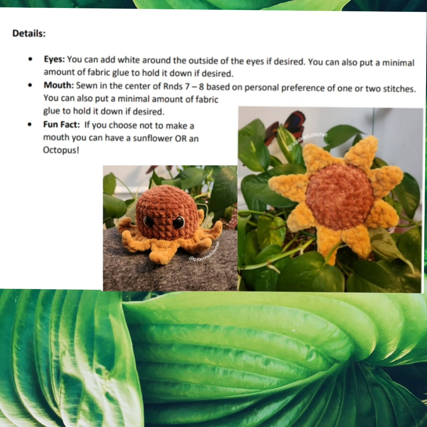 Crochet Pattern: No-Sew Ollie the Sunflower Octopus
