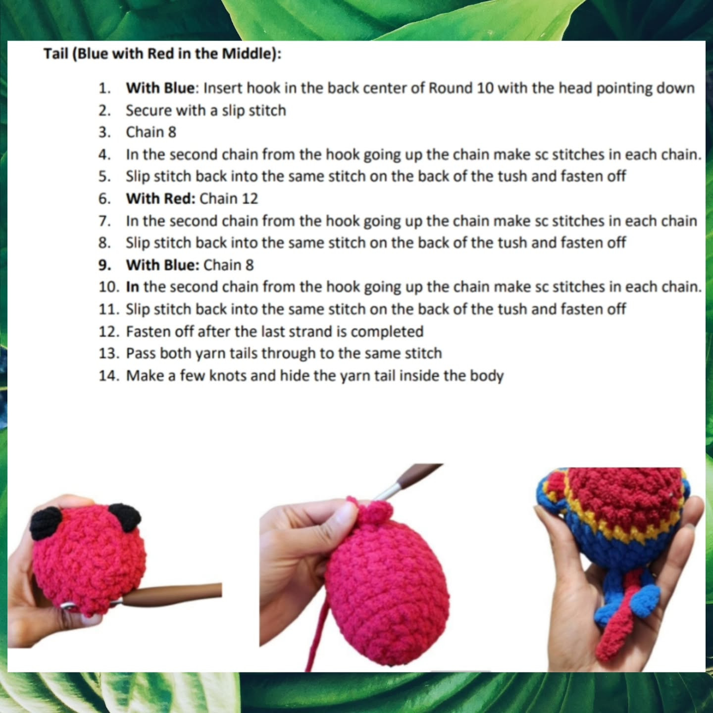 Crochet Pattern: No-Sew Scarlet Macaw Bird Buddy