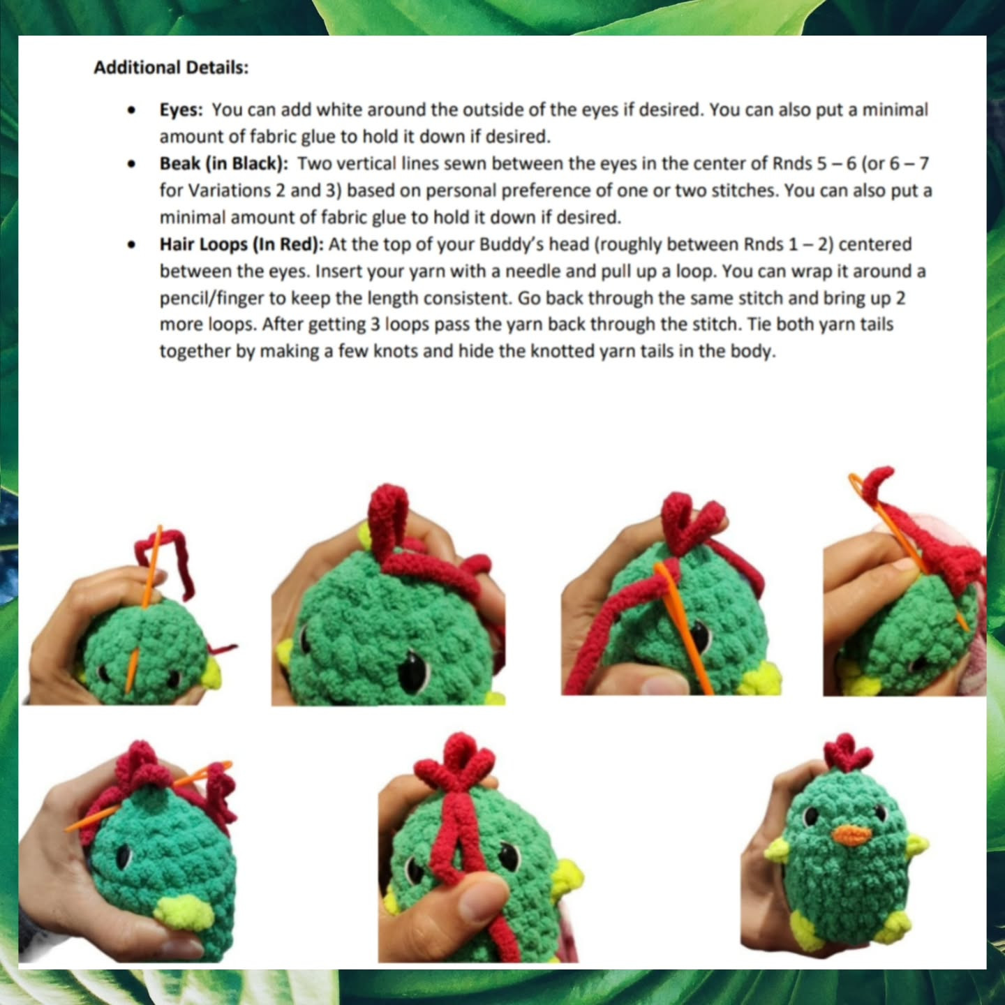 Crochet Pattern: No-Sew Scarlet Macaw Bird Buddy