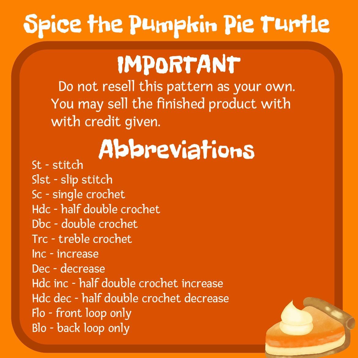 Crochet Pattern: Pumpkin Pie Turtle