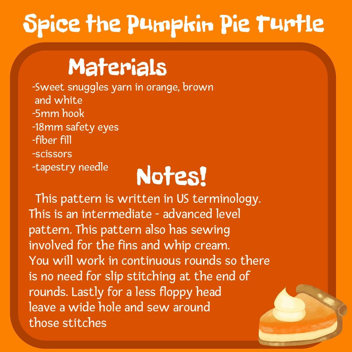 Crochet Pattern: Pumpkin Pie Turtle