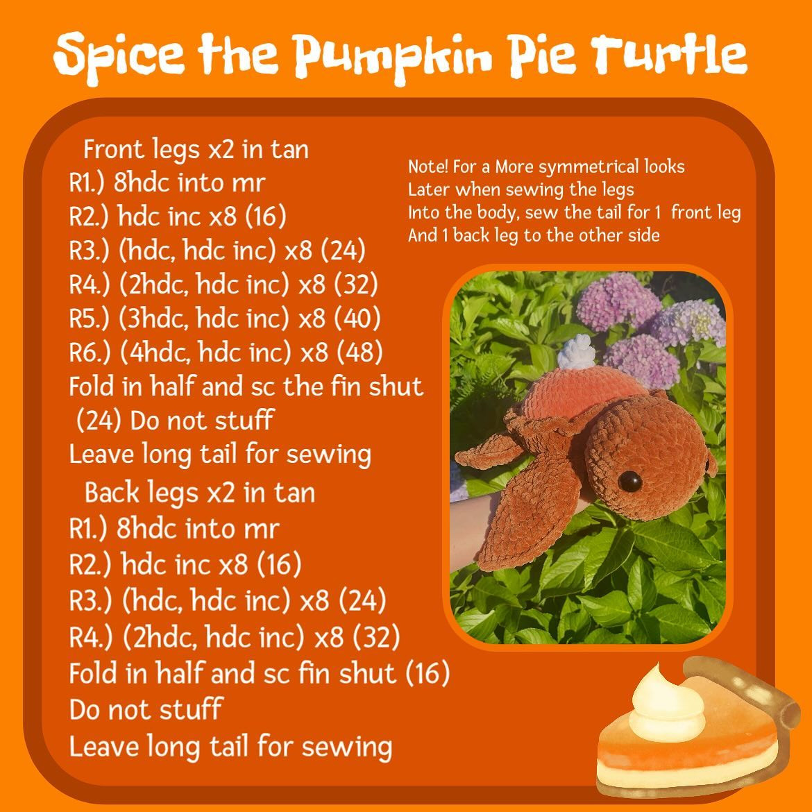 Crochet Pattern: Pumpkin Pie Turtle