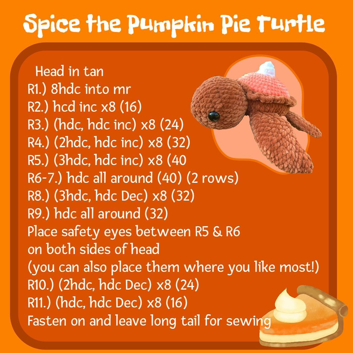 Crochet Pattern: Pumpkin Pie Turtle