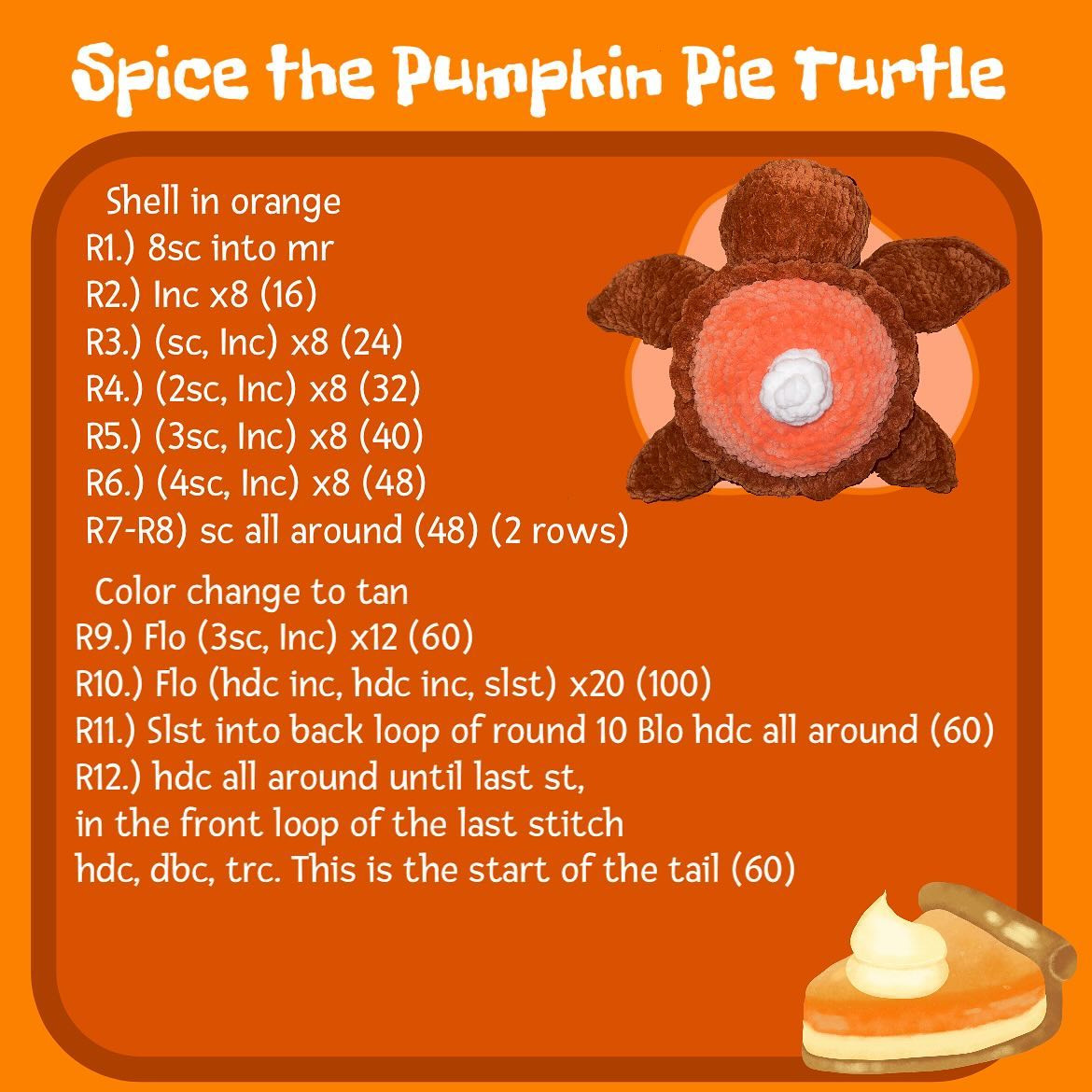 Crochet Pattern: Pumpkin Pie Turtle