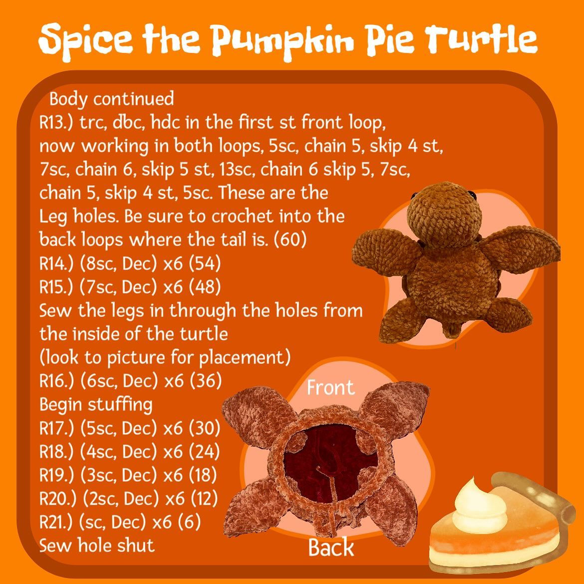 Crochet Pattern: Pumpkin Pie Turtle
