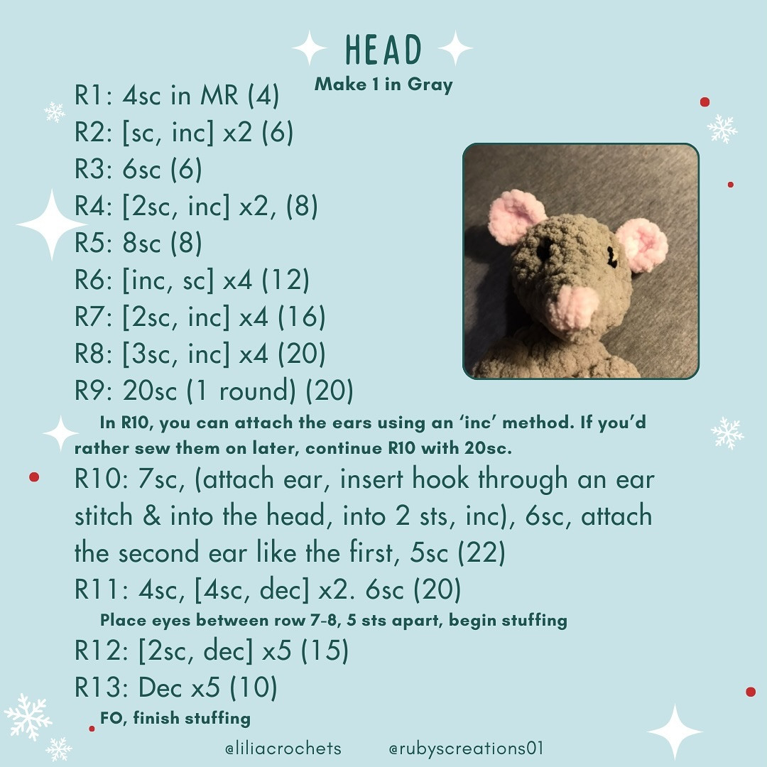 Crochet Pattern: Stark the Santa Rat