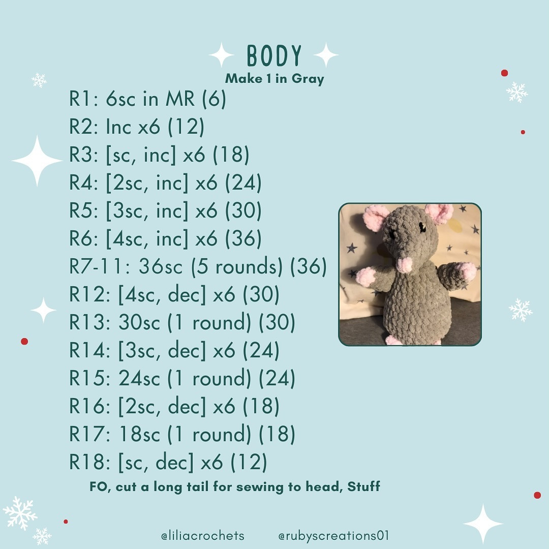 Crochet Pattern: Stark the Santa Rat