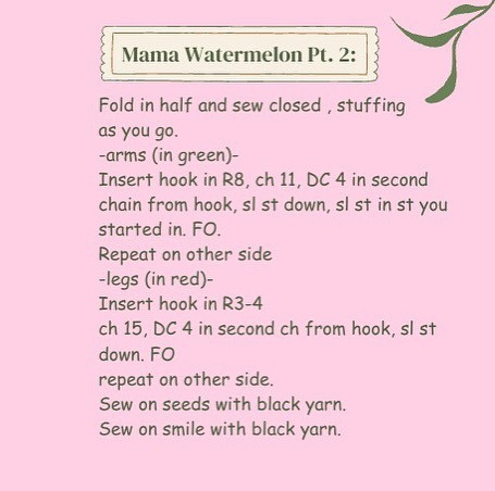 Crochet Pattern: Two Leggy Watermelons