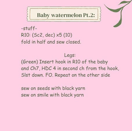 Crochet Pattern: Two Leggy Watermelons