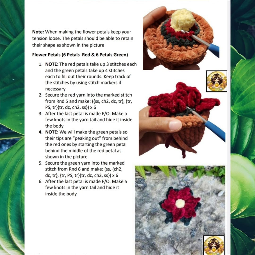 Crochet Poinsettia Plant Pattern: No Sew Pia