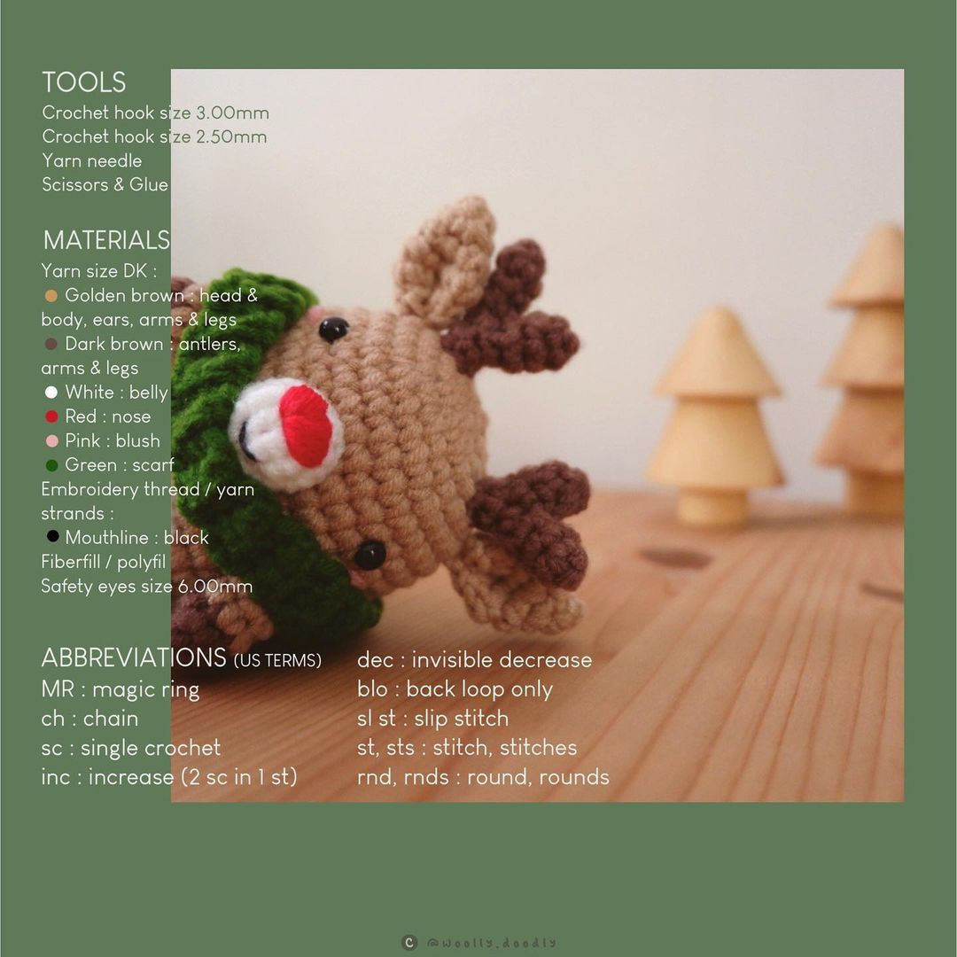 Crochet Reindeer Amigurumi Pattern Chart