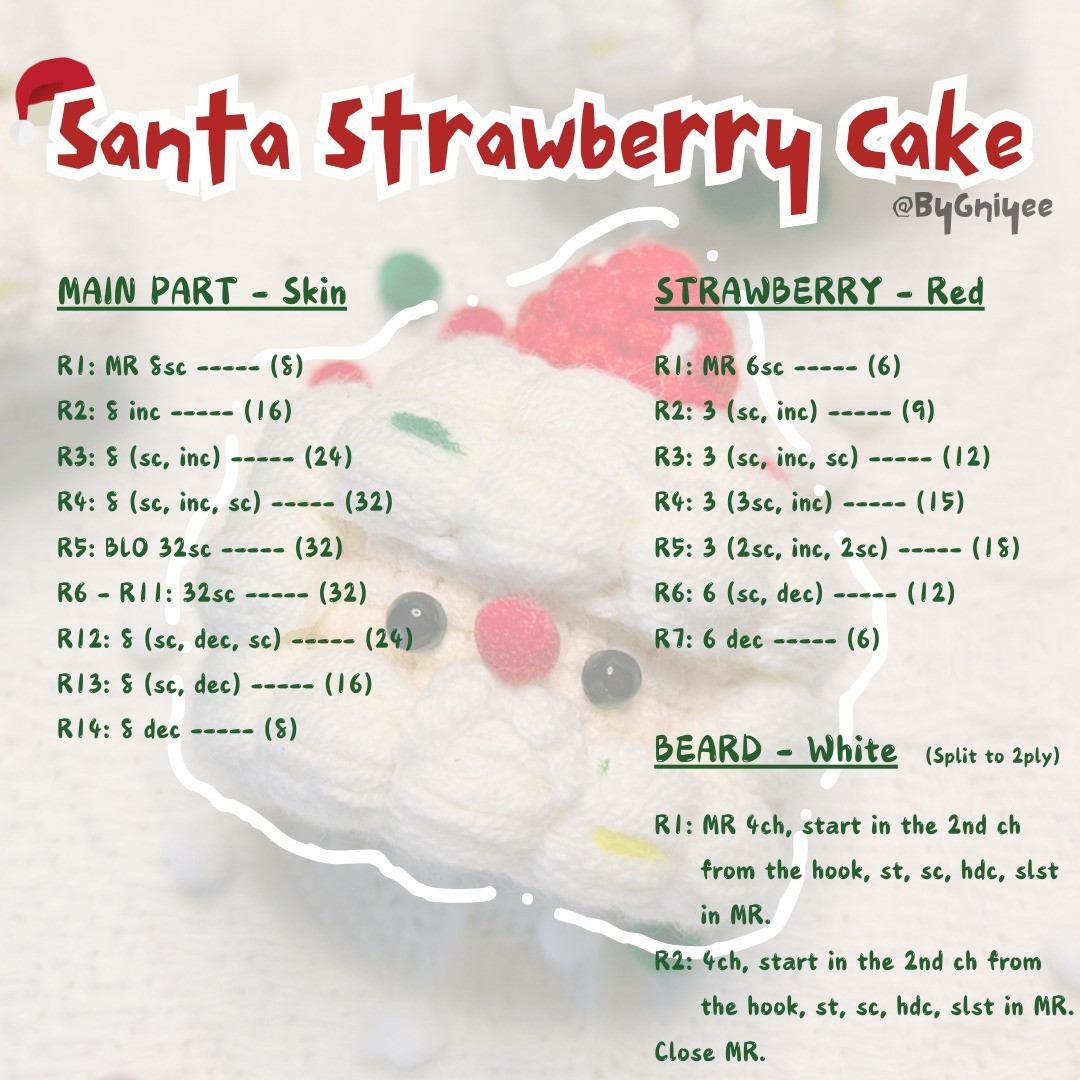Crochet Santa Strawberry Cake Pattern