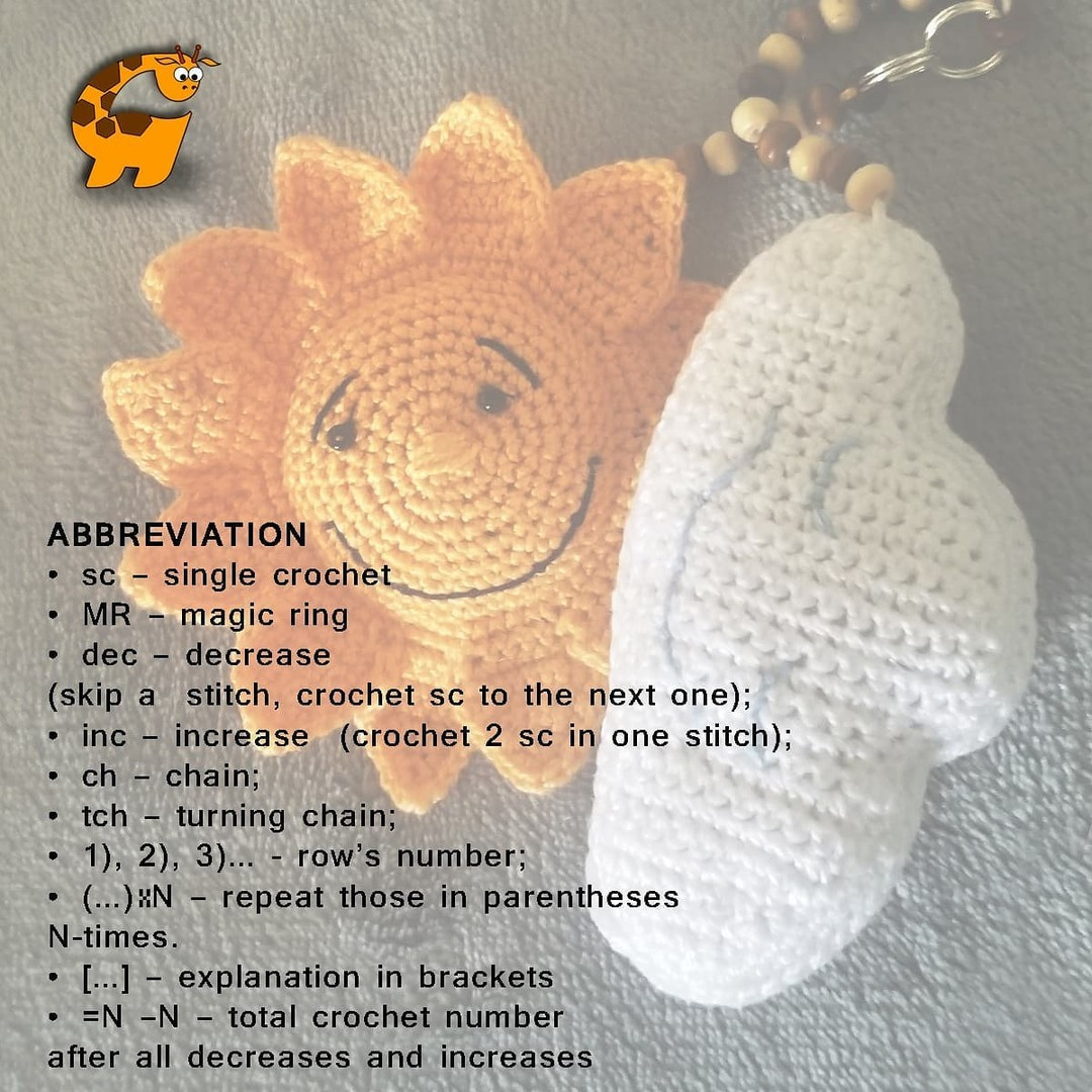 Crochet Sun & Cloud Amigurumi Keychain Pattern