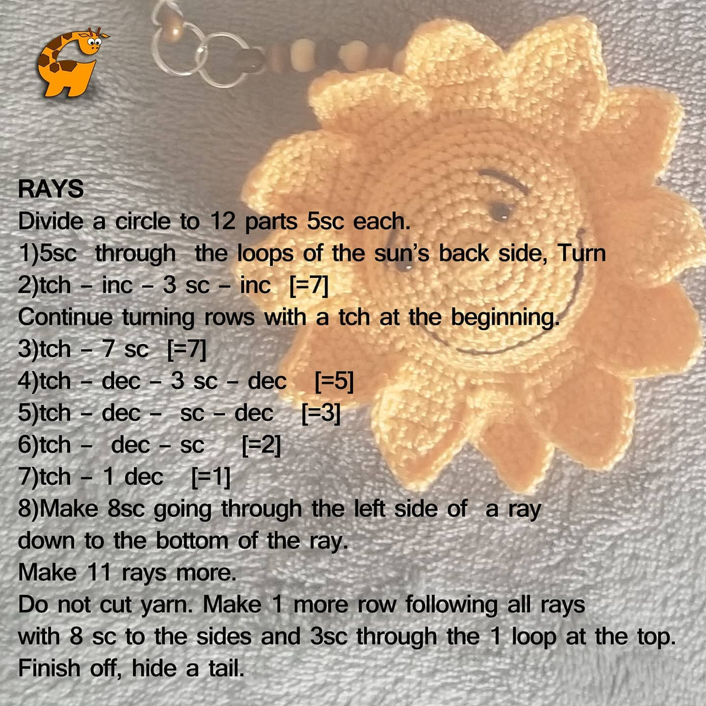 Crochet Sun & Cloud Amigurumi Keychain Pattern