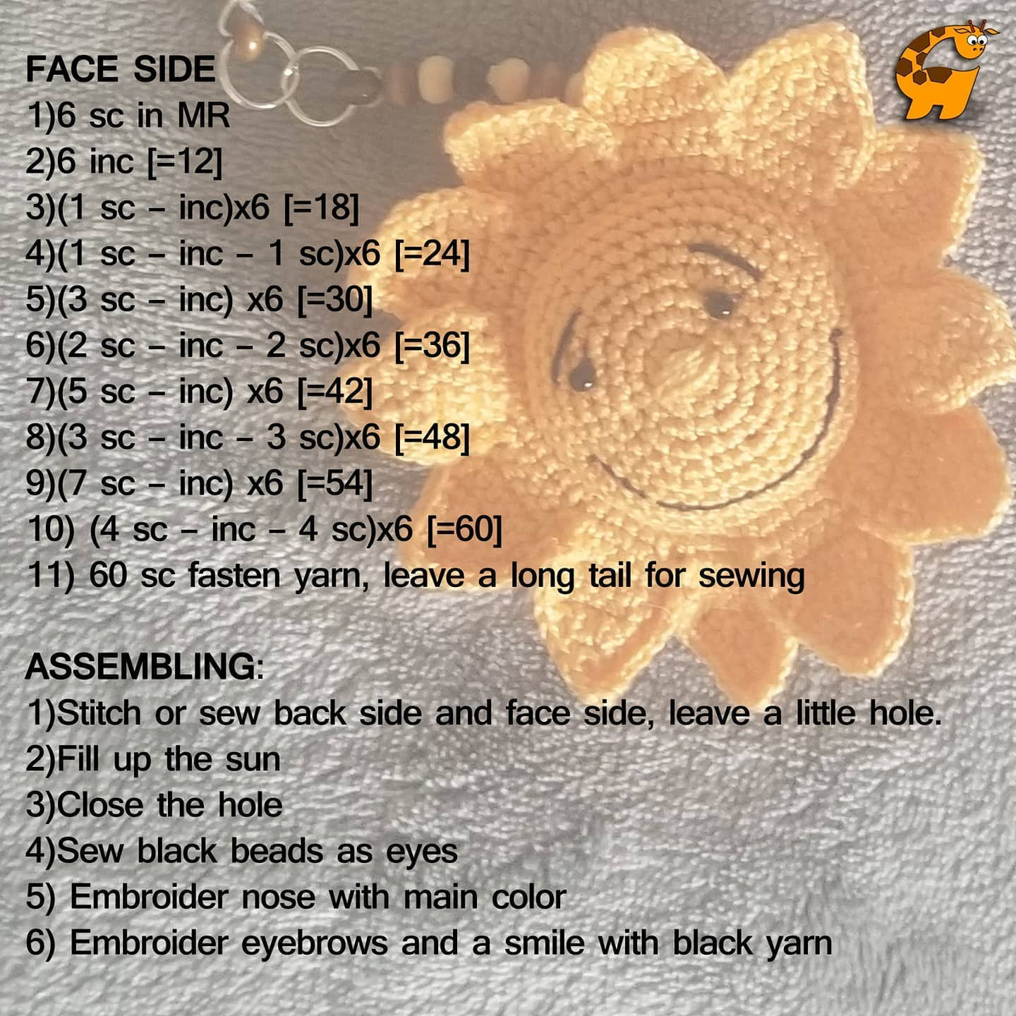 Crochet Sun & Cloud Amigurumi Keychain Pattern