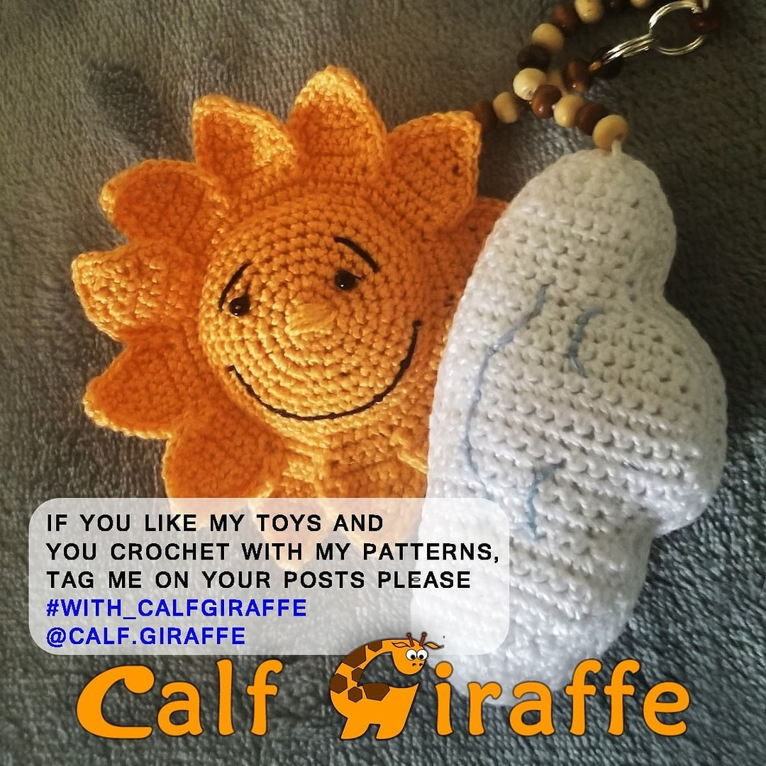 Crochet Sun & Cloud Amigurumi Keychain Pattern